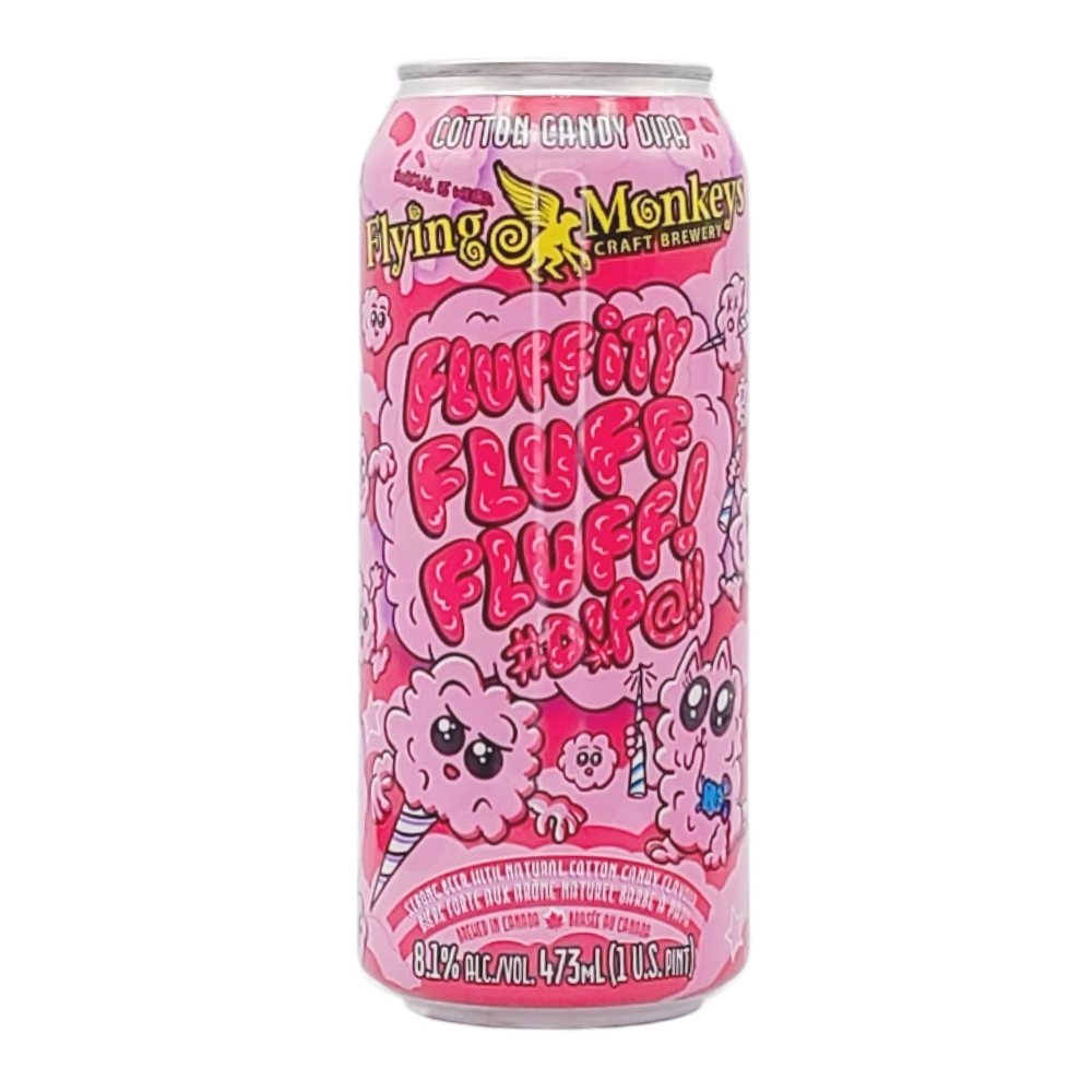 Fluffity Fluff Fluff Cotton Candy Double IPA by Flying Monkeys Craft Brewery, beer label