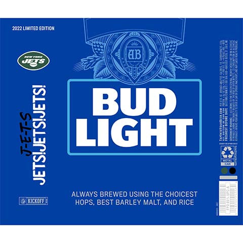 Bud Light J-E-T-S Jets!Jets!Jets! by Anheuser-Busch, beer label