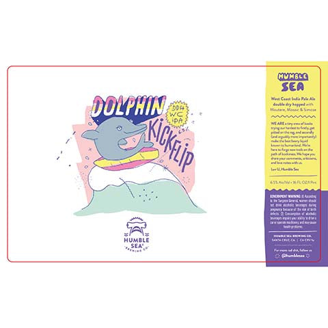 Humble Sea Dolphin Kickflip West Coast IPA by Humble Sea Brewing Co, beer label