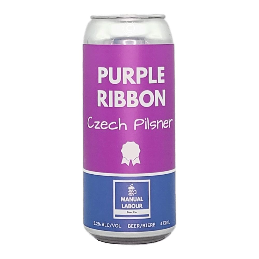 Purple Ribbon Czech Pilsner by Manual Labour Beer Co., beer label