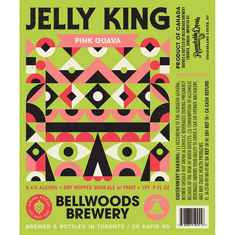 Bellwoods Jelly King Pink Guava Sour Ale by Bellwoods Brewery, beer label