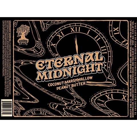 Burley Oak Eternal Midnight Coconut Marshmallow Peanut Butter Imperial Stout by Burley Oak Craft Brewery, beer label