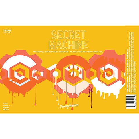 Dewey Beer Secret Machine (Pineapple, Grapefruit, Orange) by Dewey Beer Co., beer label