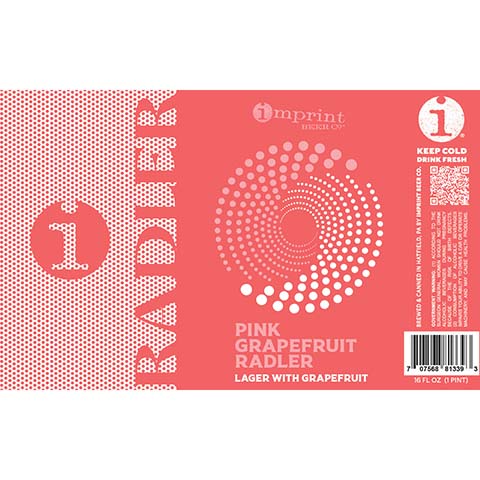 Imprint Beer Pink Grapefruit Radler Lager by Imprint Beer Company, beer label