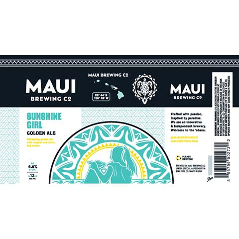 Maui Sunshine Girl Golden Ale by Maui Brewing Company, beer label