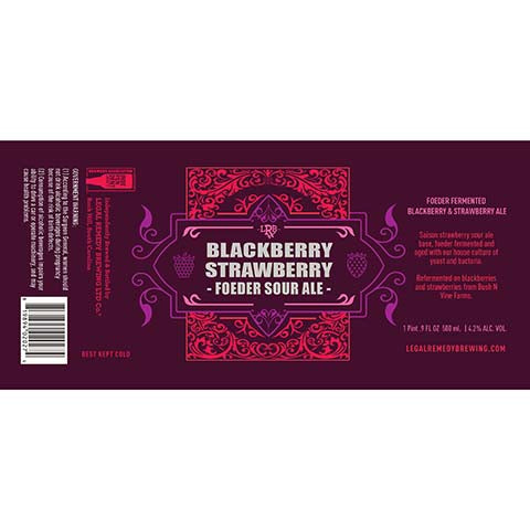 LRB Blackberry Strawberry Foeder Sour Ale by Remedy Brewing LTD Co., beer label