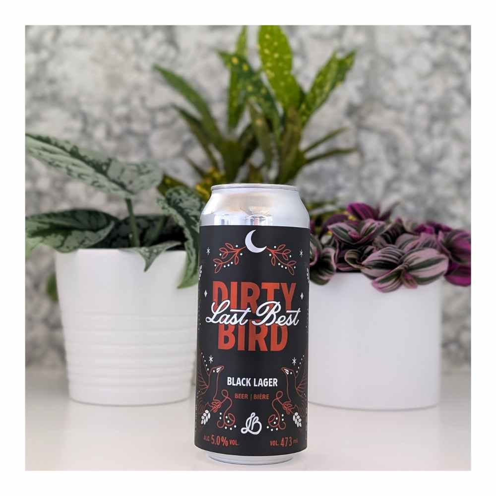 & Distilling Dirty Bird Dark Lager by Last Best Brewing, beer label