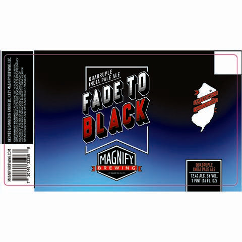 Magnify Fade To Black Quadruple IPA by Magnify Brewing Company, beer label