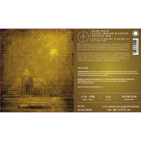 3 Fonteinen Cuvee Armand & Gaston Vintage 2018 by 3 Fonteinen, beer label