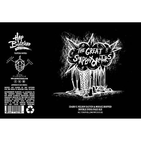 Hop Butcher The Great Soapbox Orators DIPA by Hop Butcher For the World, beer label