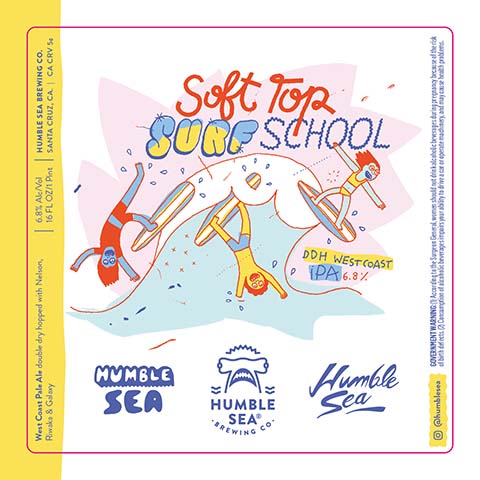 Humble Sea Soft Top Surf School DDH West Coast IPA by Humble Sea Brewing Co, beer label