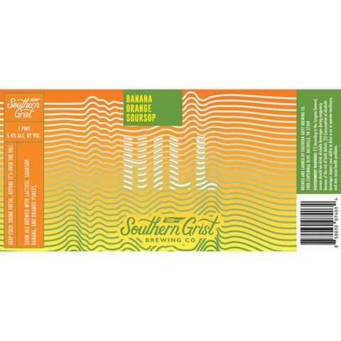 Southern Grist Banana Orange Soursop Hill Sour Ale by Southern Grist Brewing Company, beer label