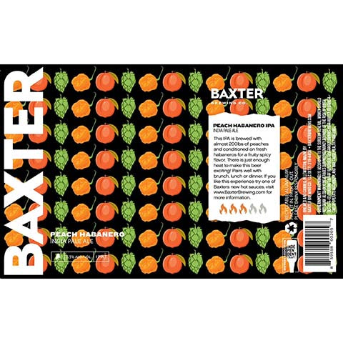 Baxter Peach Habanero IPA by Baxter Brewing Co., beer label