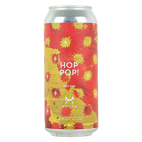 Moksa Hop Pop! Hazy DIPA by Moksa Brewing Co, beer label