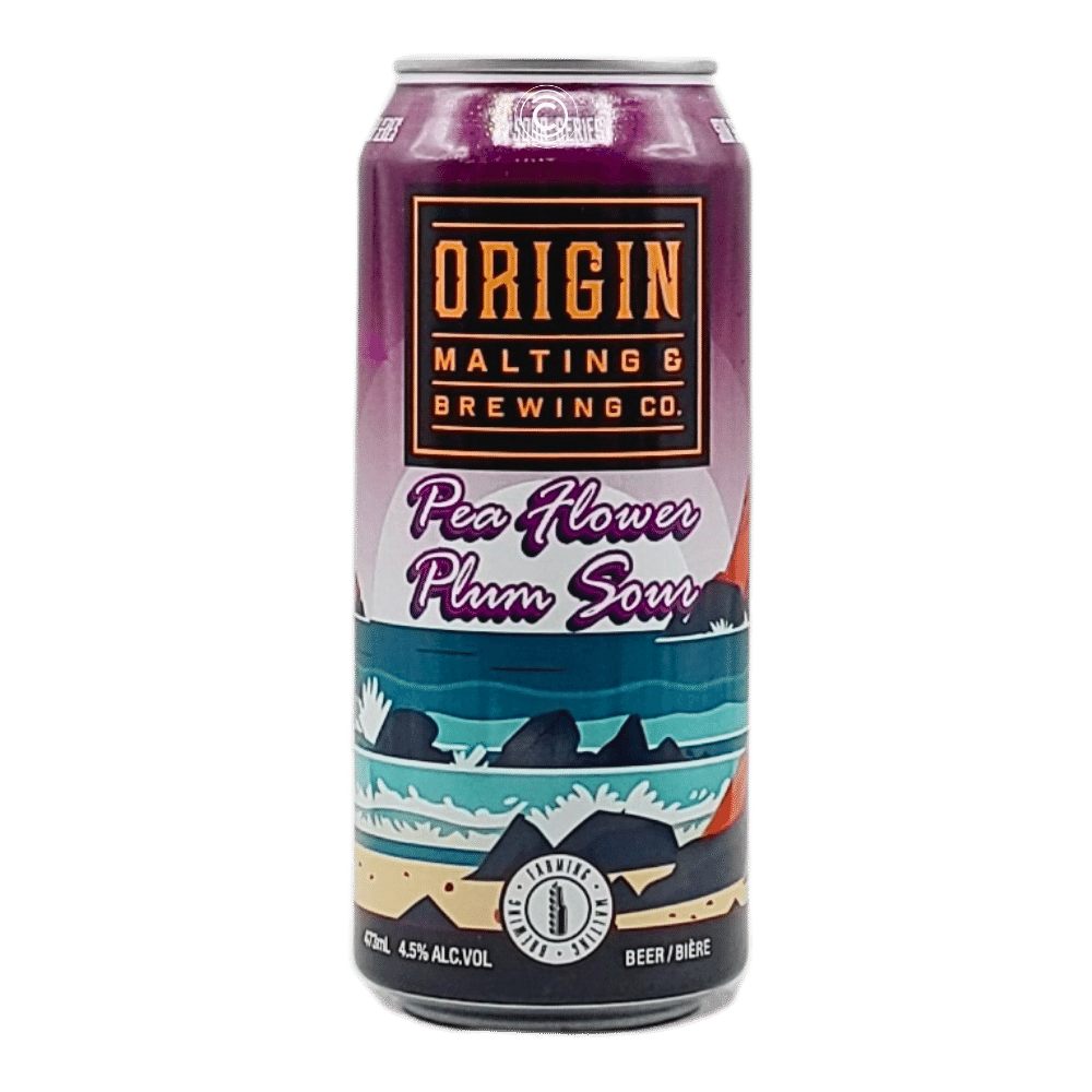 Brewing Pea Flower & Plum Sour by Origin Malting & Brewing Co., beer label