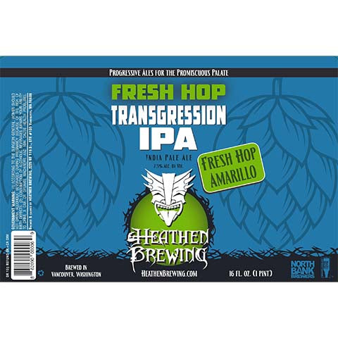 Heathen Fresh Hop Transgression IPA by Heathen Brewing, beer label