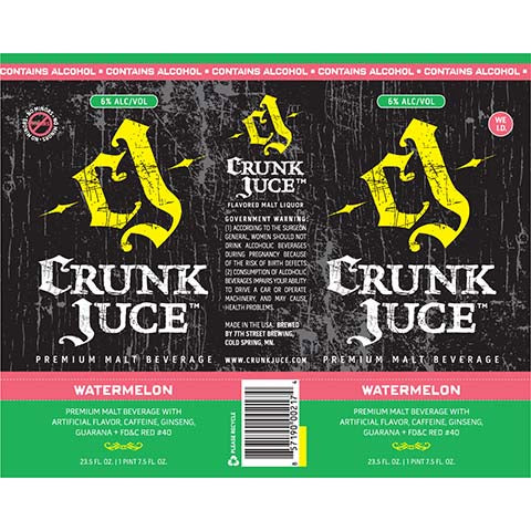 Crunk Juce Watermelon by 7th Street Brewing, beer label