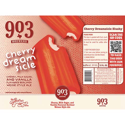 903 Brewers Cherry Dreamsicle Slushy Berliner Weisse Ale by 903 Brewers, beer label