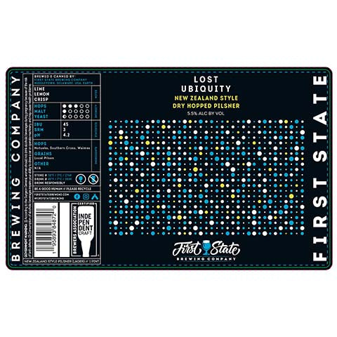 First State Lost Ubiquity Pilsner by First State Brewing company, beer label