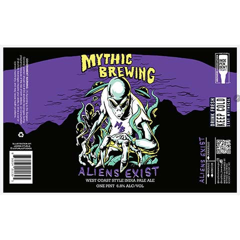 Mythic Aliens Exist West Coast IPA by Mythic Brewing, beer label