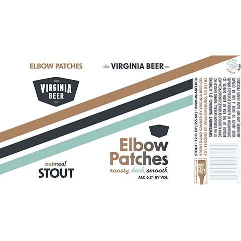The Virginia Beer Elbow Patches Oatmeal Stout by The Virginia Beer Company, beer label