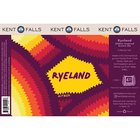 Kent Falls Ryeland Altbier Brown Ale by Kent Falls Brewing Company, beer label