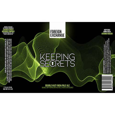 Foreign Exchange Keeping Secrets Double Hazy IPA by Church Street Brewing Company, beer label