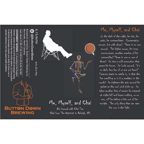 Button Down Me, Myself, and Chai Ale by Button Down Brewing Co., beer label