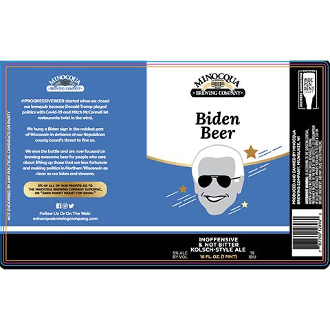 Minocqua Biden Beer by Minocqua Brewing Co, beer label