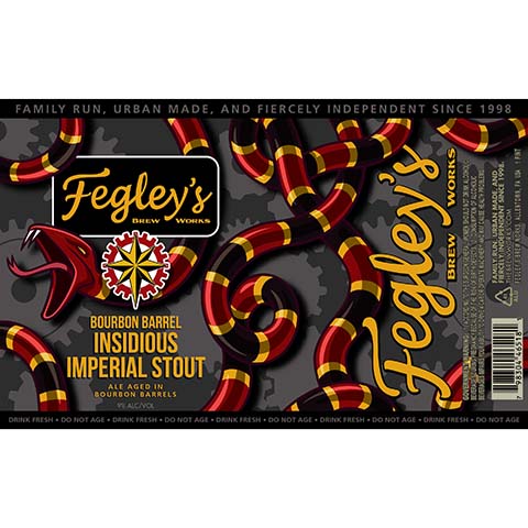 Fegley's Bourbon Barrel Insidious Imperial Stout by Fegley's Brew Works, beer label