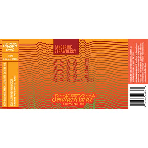 Southern Grist Tangerine Strawberry Hill Sour Ale by Southern Grist Brewing Company, beer label