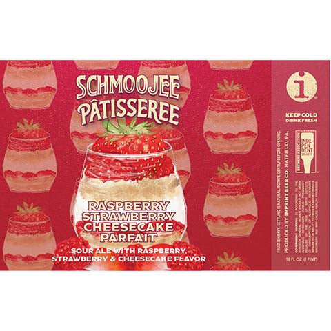 Imprint Beer Schmoojee Patisseree Raspberry Strawberry Cheesecake Parfait Sour Ale by Imprint Beer Company, beer label