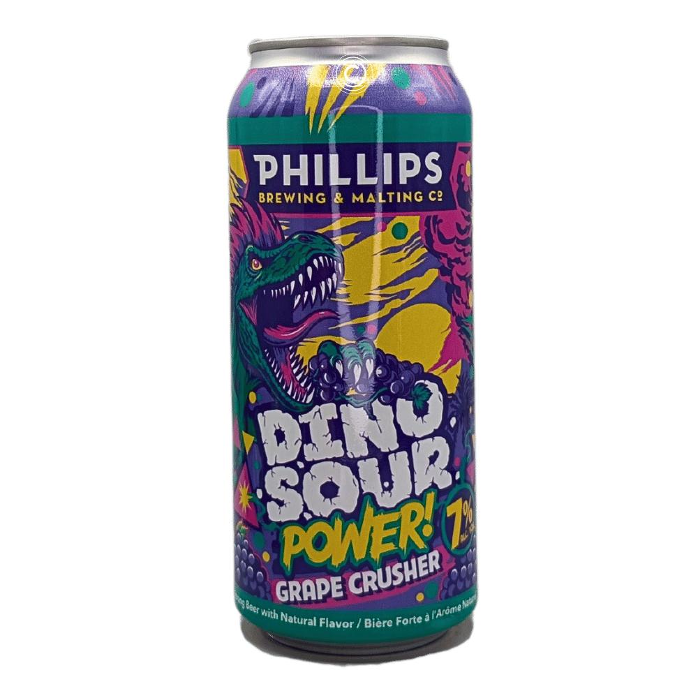 & Malting DinoSour: Grape Crusher Sour by Phillips Brewing Company, beer label