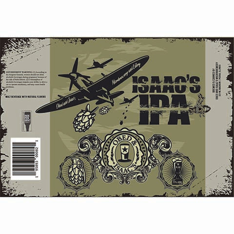 Obed & Isaac's Isaac's IPA by Obed & Isaac's Microbrewery, beer label