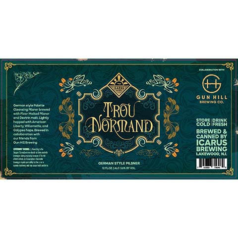 Icarus Trou Normand Pilsner by Icarus Brewing Company, beer label