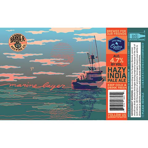 Barrier Marine Layer Hazy IPA by Barrier Brewing Co, beer label