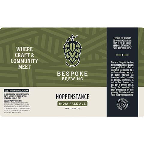 Bespoke Hoppenstance IPA by Bespoke Brewing Company, beer label