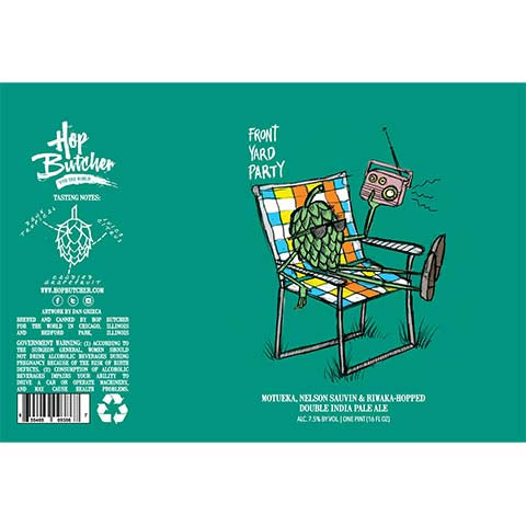 Hop Butcher Frontyard Party DIPA by Hop Butcher For the World, beer label