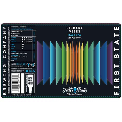 First State Library Vibes Hazy IPA by First State Brewing company, beer label