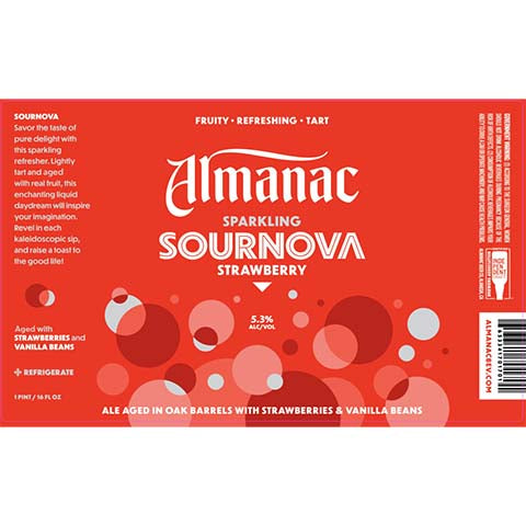 Almanac Strawberry Sournova by Almanac Beer Company, beer label