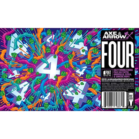 Axe & Arrow Four Hazy DIPA by Axe & Arrow Brewing, beer label