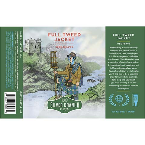 Full Tweed Jacket Wee Heavy Scottish-Style Ale by Silver Branch Brewing, beer label