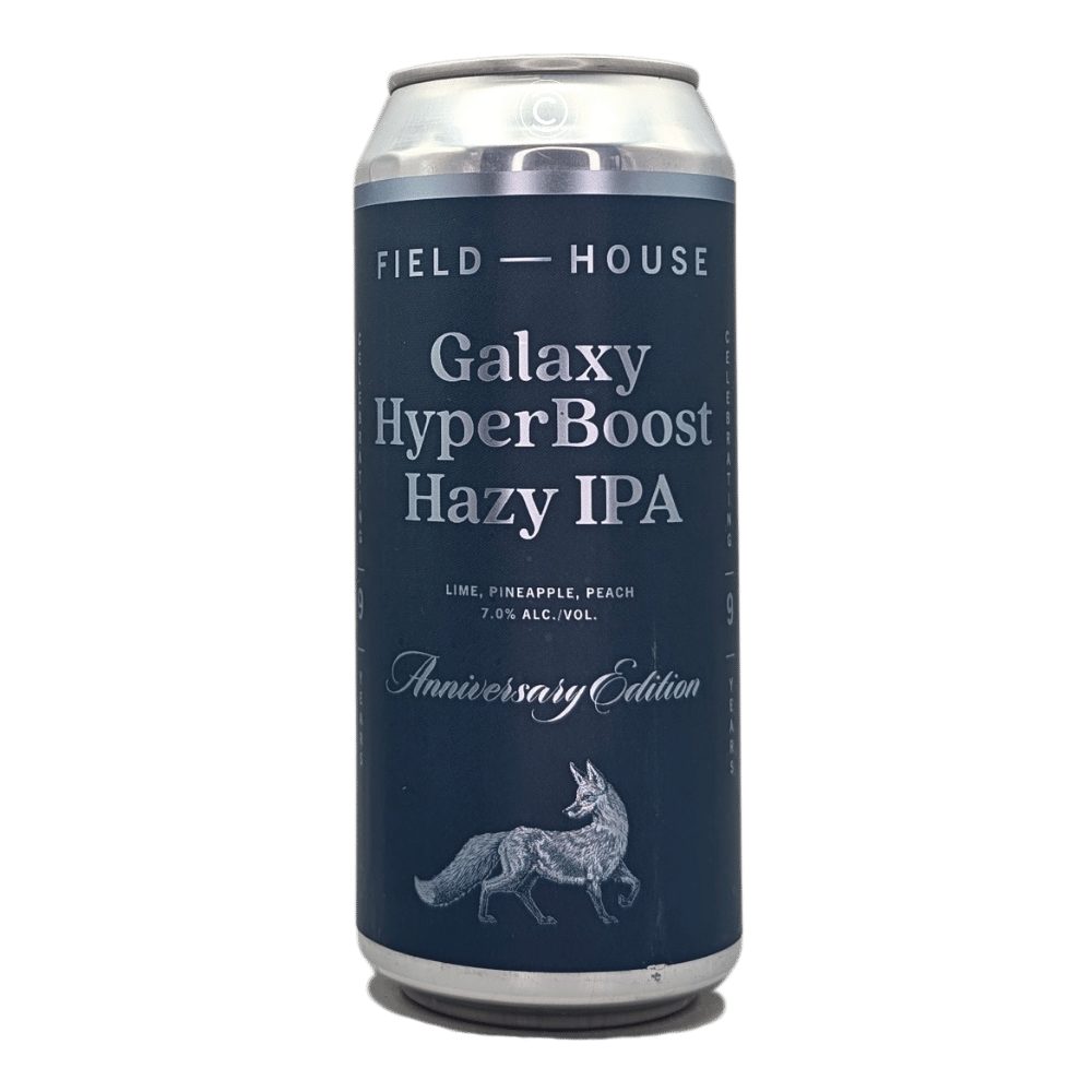 Galaxy HyperBoost Hazy IPA by Field House Brewing Co., beer label