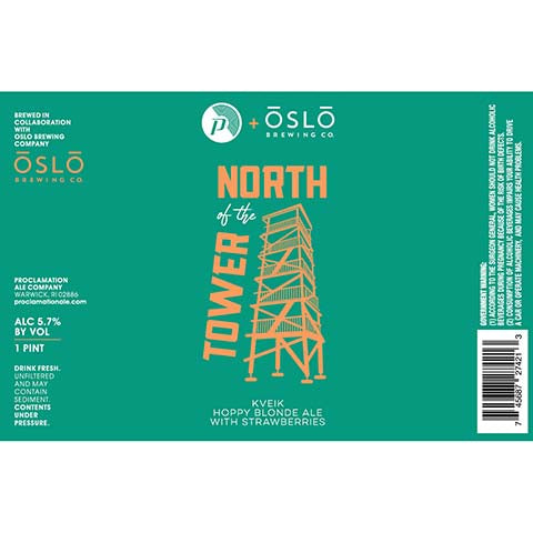 Proclamation North Of The Tower Blonde Ale by Proclamation Ale Company, beer label