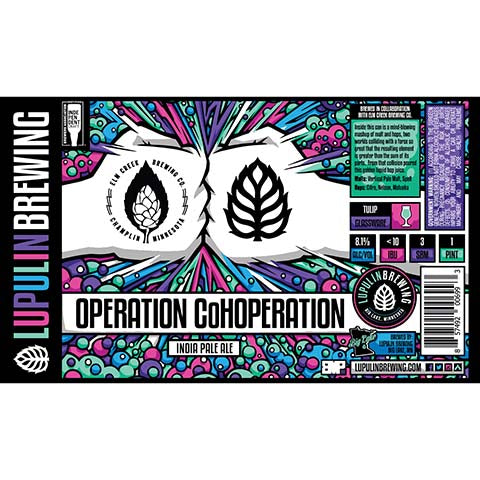 Lupulin Operation Cohoperation IPA by Lupulin Brewing, beer label