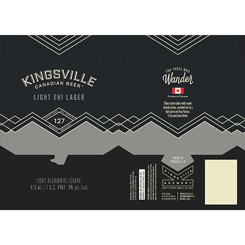 Kingsville Light Eh! Lager by Kingsville Brewery, beer label