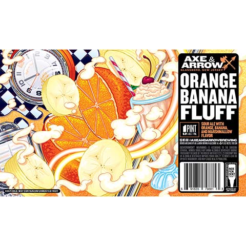 Axe & Arrow Orange Banana Fluff Sour by Axe & Arrow Brewing, beer label