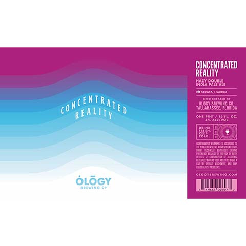 Ology Concentrated Reality Hazy Double IPA by Ology Brewing Co, beer label