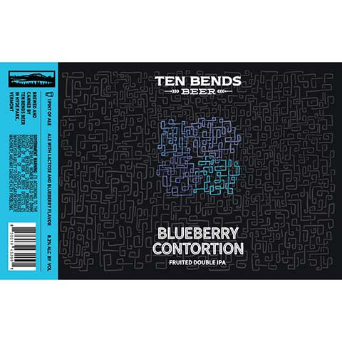 Ten Bends Blueberry Contortion Fruited DIPA by Ten Bends Beer, beer label