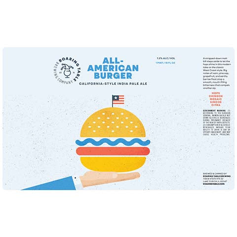 Roaring Table All-American Burger California-Style IPA by Roaring Table Brewing, beer label